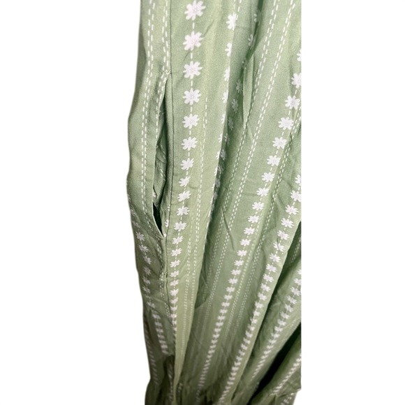 Sincerely Jules Jumpsuit SZ M Olive Green Stretchy Wide flare leg bell bottom - Picture 6 of 9